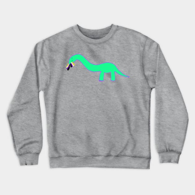 Non-binary Longneck dinosaur with pride flag Crewneck Sweatshirt by system51